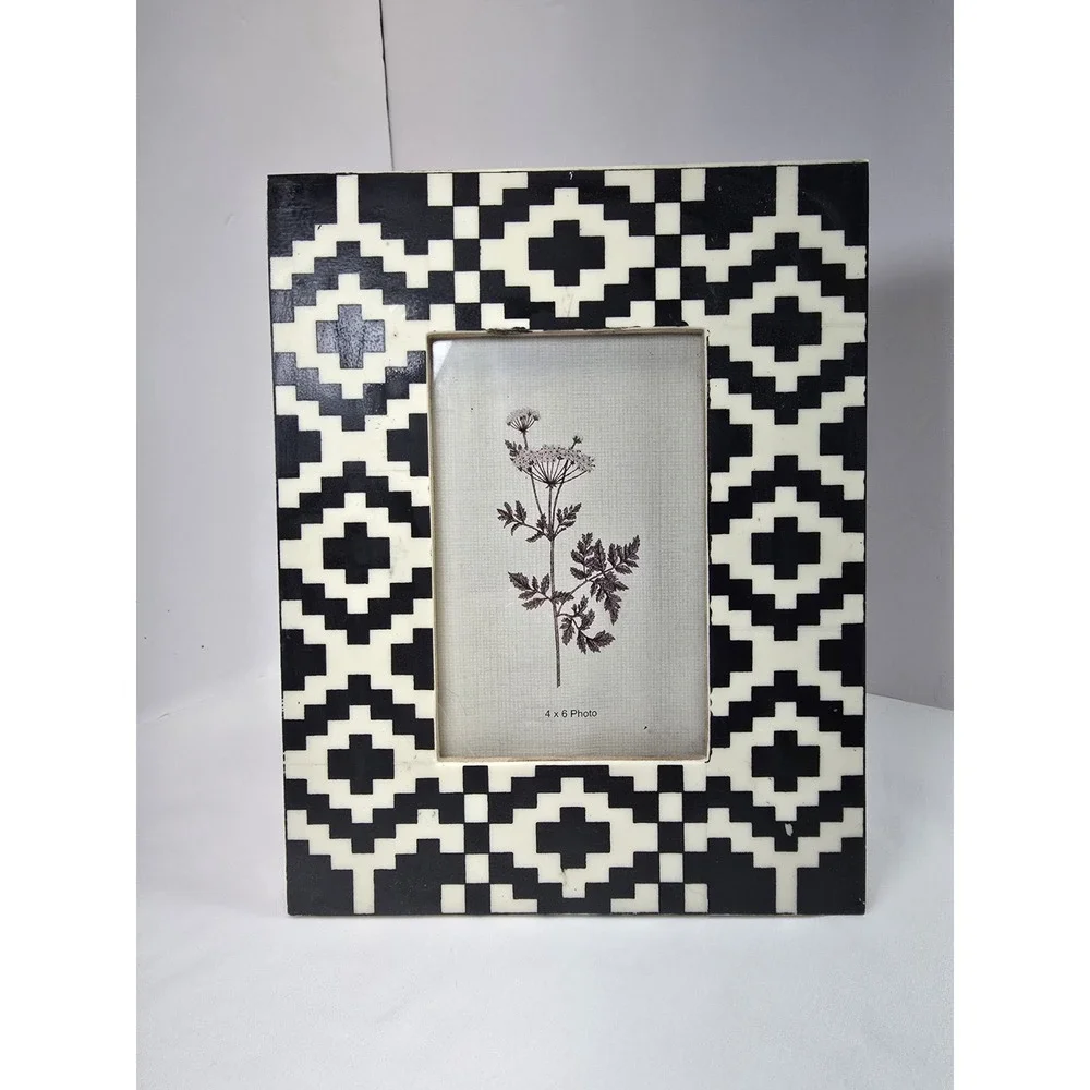 Black White Geometric Photo Frame 4x6 Aztec Tribal Southwestern Boho Decor
